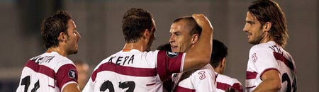 Los jugadores del Sevilla celebran un gol Los jugadores del Sevilla celebran un gol