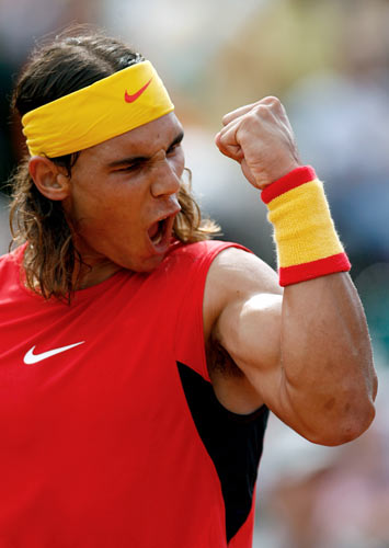 Nadal celebra un punto Nadal celebra un punto
