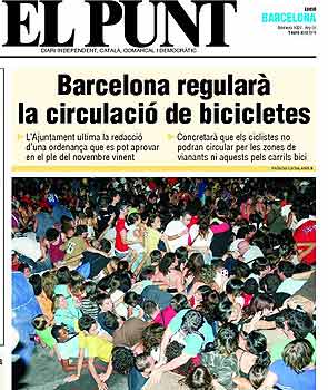 Portada de la edición de hoy de El Punt Portada de la edición de hoy de El Punt