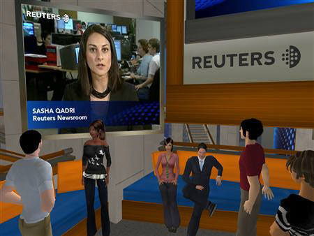 Modelos de Second Life interactuando en un centro de Reuters Modelos de Second Life interactuando en un centro de Reuters