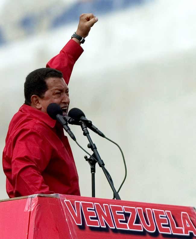 Chávez, durante el mitin en Caracas. Chávez, durante el mitin en Caracas.