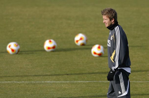 Beckham en el entrenamiento en Valdebebas Beckham en el entrenamiento en Valdebebas