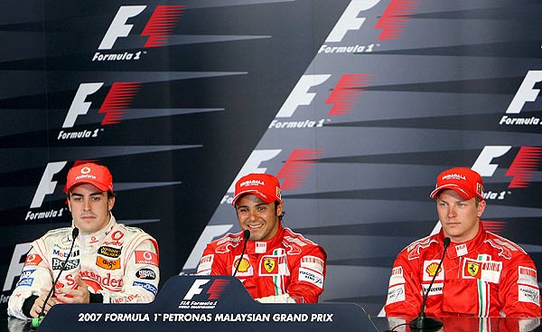 Fernando Alonso, Felipe Massa y Kimi Raikkonen Fernando Alonso, Felipe Massa y Kimi Raikkonen