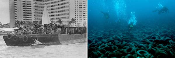 Un arrecife artificial, constituido por neumáticos, está dañando el fondo marino de Florida Un arrecife artificial, constituido por neumáticos, está dañando el fondo marino de Florida