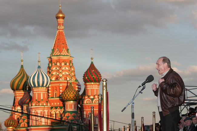 Putin, ayer, durante el discurso de conmemoración de la victoria soviértica sobre la Alemania Nazi Putin, ayer, durante el discurso de conmemoración de la victoria soviértica sobre la Alemania Nazi