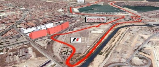 Trazado del circuito de Fórmula 1 en Valencia Trazado del circuito de Fórmula 1 en Valencia
