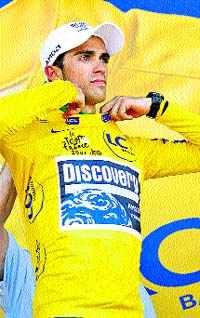 Contador se viste de amarillo Contador se viste de amarillo