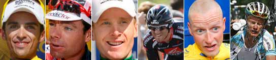 Contador, Evans, Leipheimer, Valverde, Rasmussen, Vinokourov Contador, Evans, Leipheimer, Valverde, Rasmussen, Vinokourov