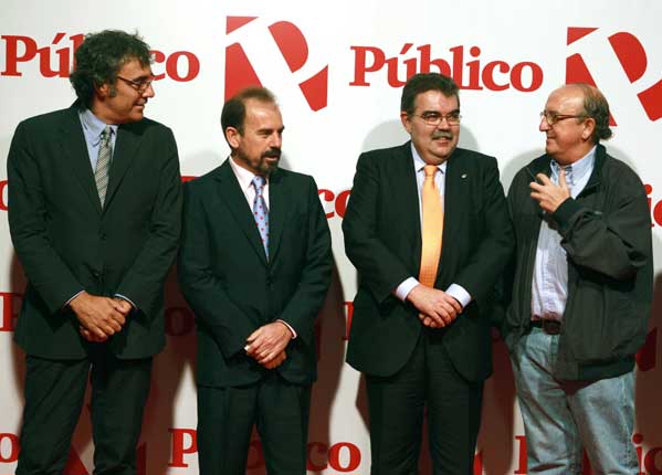Los propietarios de Mediapro flanquean a los presidentes del Getafe y del Velancia Los propietarios de Mediapro flanquean a los presidentes del Getafe y del Velancia
