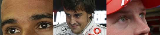 Hamilton, Alonso y Kimi Hamilton, Alonso y Kimi