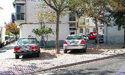 Zona verde convertida en aparcamiento Zona verde convertida en aparcamiento