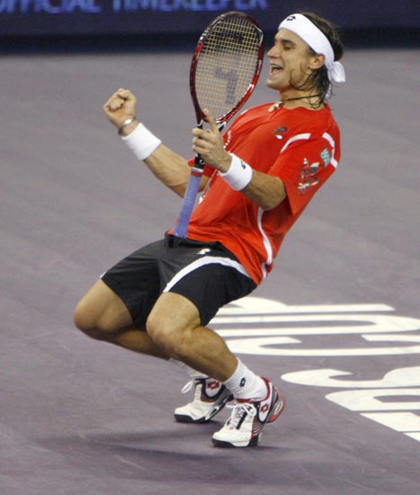 David Ferrer celebra su triunfo sobre Gasquet David Ferrer celebra su triunfo sobre Gasquet