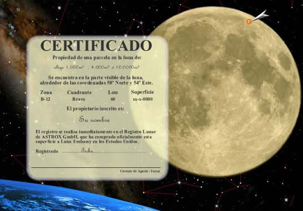 Certificado de propiedad lunar Certificado de propiedad lunar