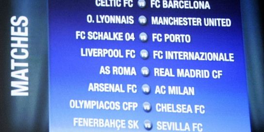 Emparejamientos de octavos de la Champions League. Emparejamientos de octavos de la Champions League.