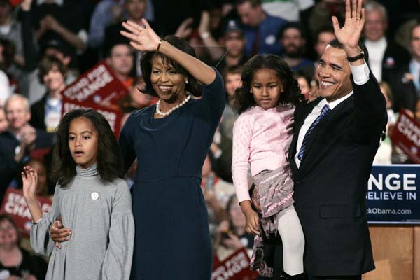 Obama con su familia Obama con su familia