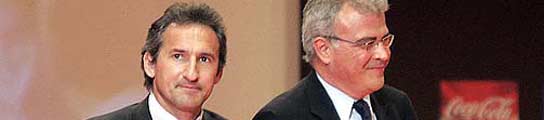 Txiki Begiristain junto a un directivo del Barcelona en un acto social (Archivo)