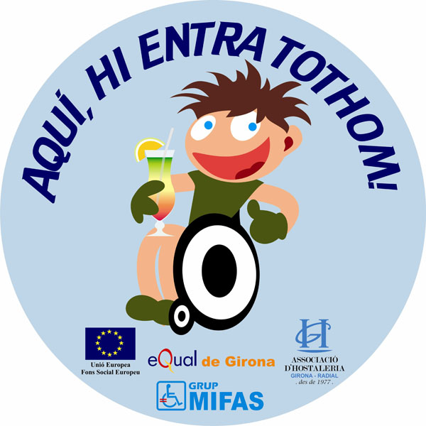 Adhesivo que indica local adaptado para personas con movilidad reducida Adhesivo que indica local adaptado para personas con movilidad reducida