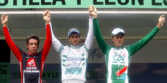 Rigoberto Uran (izda), Gustavo César Veloso (centro) y Remi Pauriol, podio de la Volta 2008 Rigoberto Uran (izda), Gustavo César Veloso (centro) y Remi Pauriol, podio de la Volta 2008