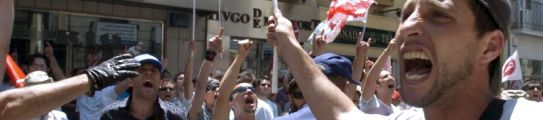 Trabajadores del metal, durante la manifestación en Granada Trabajadores del metal, durante la manifestación en Granada