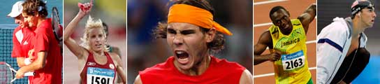Federer, Marta Domínguez, Rafa Nadal, Usain Bolt y Michael Phelps Federer, Marta Domínguez, Rafa Nadal, Usain Bolt y Michael Phelps