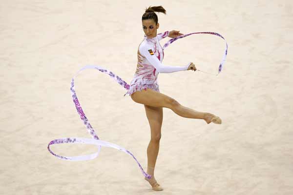 Almudena Cid, durante su ejercicio de cinta Almudena Cid, durante su ejercicio de cinta