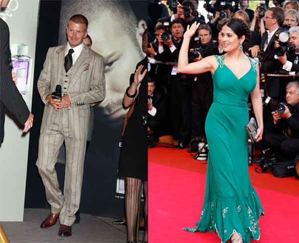 David Beckham y Salma Hayek. David Beckham y Salma Hayek.