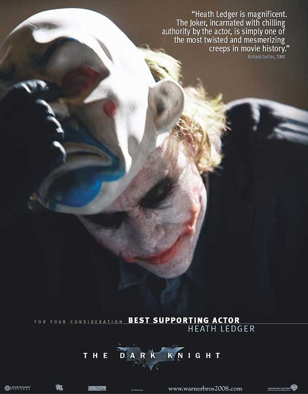 Anuncio de Warner pidiendo una candidatura para Ledger en los Oscar. Anuncio de Warner pidiendo una candidatura para Ledger en los Oscar.