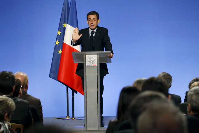 El presidente francés, Nicolas Sarkozy, durante una rueda de prensa. EFE El presidente francés, Nicolas Sarkozy, durante una rueda de prensa. EFE