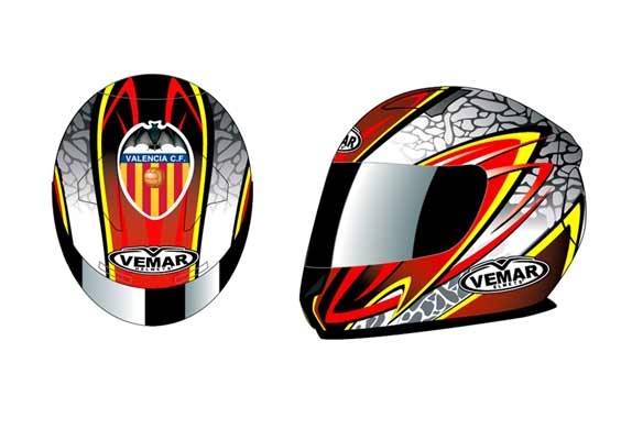 Casco de Motociclismo con el escudo del Valencia C.F. Casco de Motociclismo con el escudo del Valencia C.F.