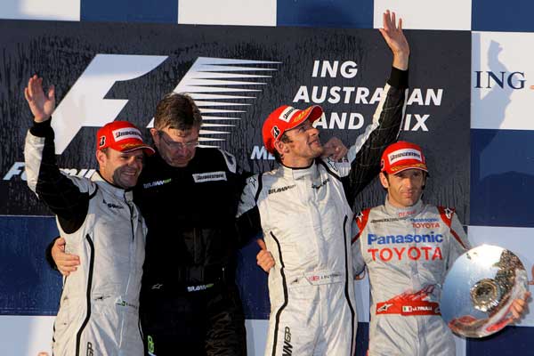 Barrichello, Button y Trulli, Australia Barrichello, Button y Trulli, Australia