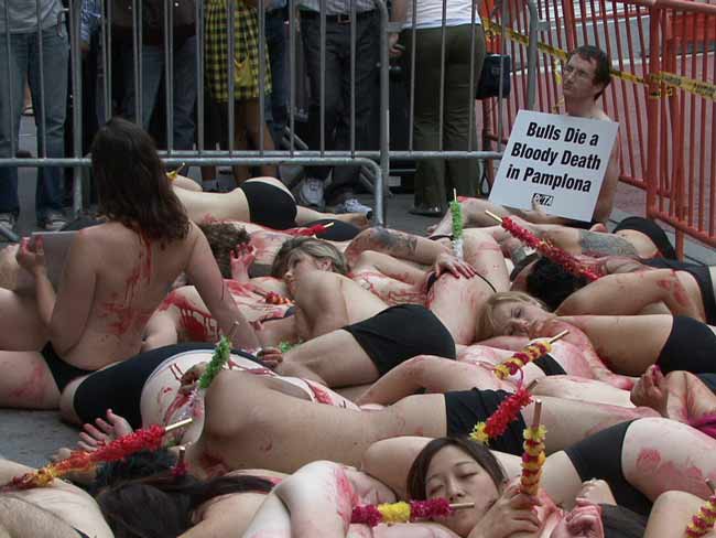 Protesta contra los Sanfermines Protesta contra los Sanfermines