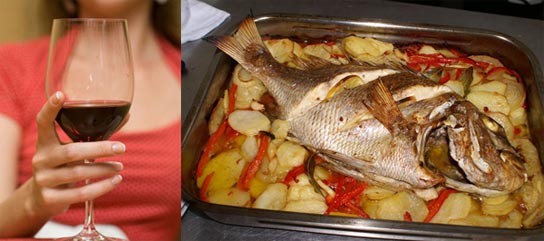 Pescado y vino Pescado y vino