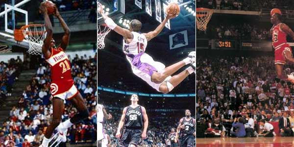 Dominique Wilkins, Vince Carter y Michael Jordan Dominique Wilkins, Vince Carter y Michael Jordan