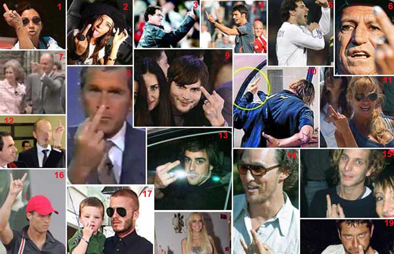 Gestos obscenos de famosos. Gestos obscenos de famosos.