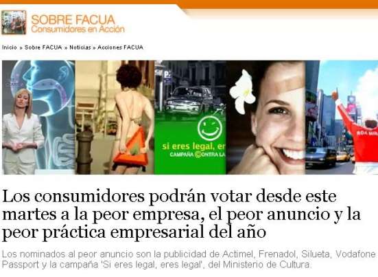 El peor anuncio, votación en Facua El peor anuncio, votación en Facua