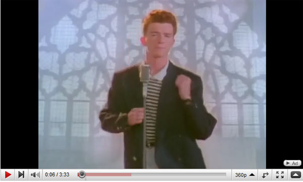 Rick Astley en Youtube Rick Astley en Youtube