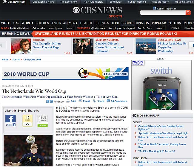 Noticia de la CBS Noticia de la CBS