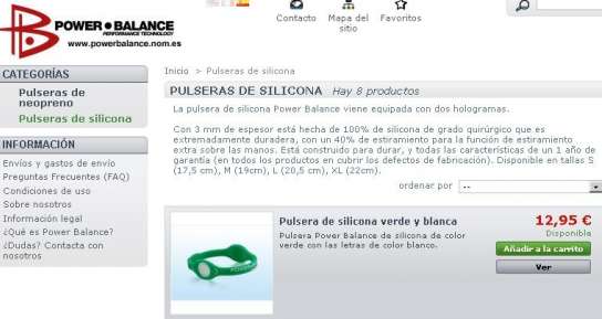 Página web de Power Balance. Página web de Power Balance.