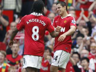 Chicharito Hernández y Anderson, del Manchester United