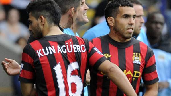 Kun Agüero y Carlos Tévez con el Manchester City Kun Agüero y Carlos Tévez con el Manchester City