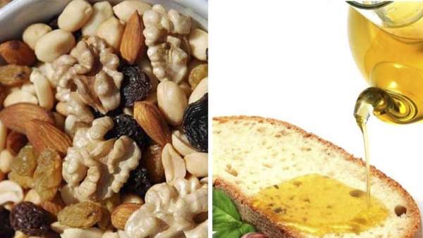 Frutos secos y aceite de oliva Frutos secos y aceite de oliva