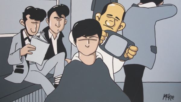 'The Beatles get a hair cut' 'The Beatles get a hair cut'