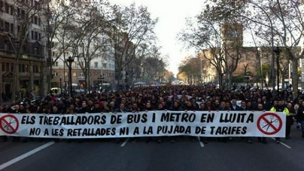Manifestación de trabajadores de TMB. Manifestación de trabajadores de TMB.