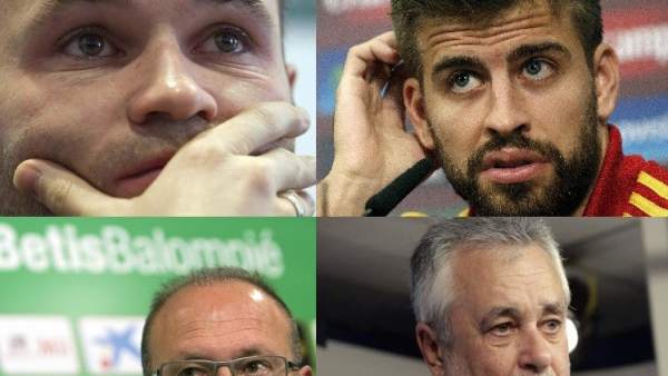 Iniesta, Piqué, Griñán y Pepe Mel Iniesta, Piqué, Griñán y Pepe Mel