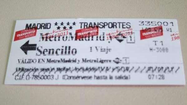 Billete sencillo de metro Billete sencillo de metro
