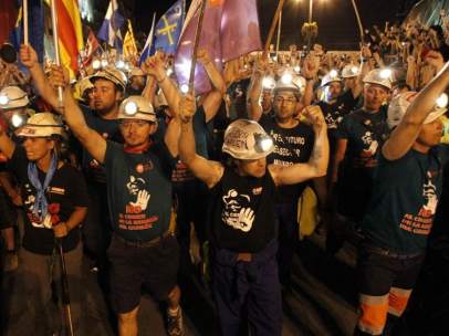 Los mineros, en la Puerta del Sol