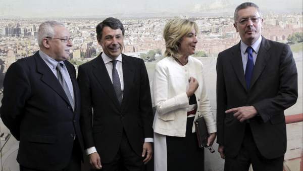 Leguina, González, Aguirre y Gallardón en la Asamblea de Madrid Leguina, González, Aguirre y Gallardón en la Asamblea de Madrid