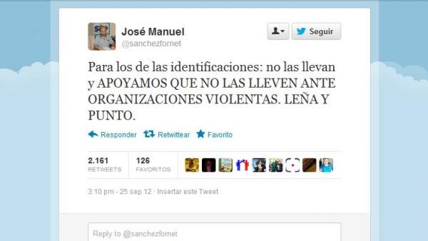 Sánchez Fornet en twitter Sánchez Fornet en twitter