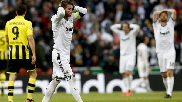 Ramos se lamenta en el Madrid - Dortmund Ramos se lamenta en el Madrid - Dortmund
