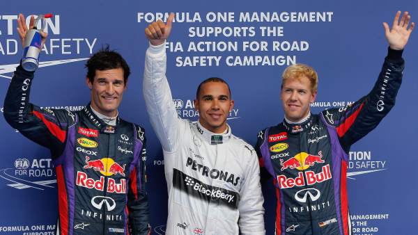 Mark Webber, Lewis Hamilton y Sebastian Vettel Mark Webber, Lewis Hamilton y Sebastian Vettel
